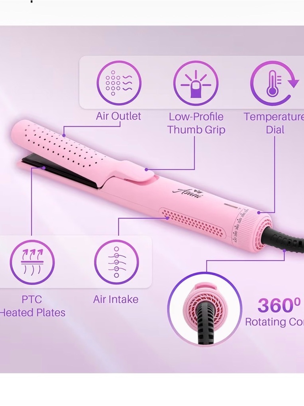 White Airflow Curling Wand - 2-in-1 Hair Styler - Picture 4 of 4